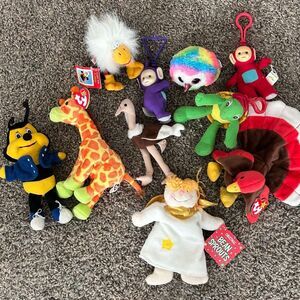 Lot of TY Beanie Babies Plush + Teletubbies Keychains Vintage Mixed Toys